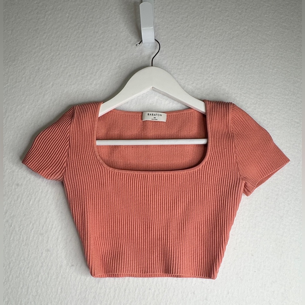 Aritzia/ Babaton Peach Sculpt Knit Squareneck Top, Size XS